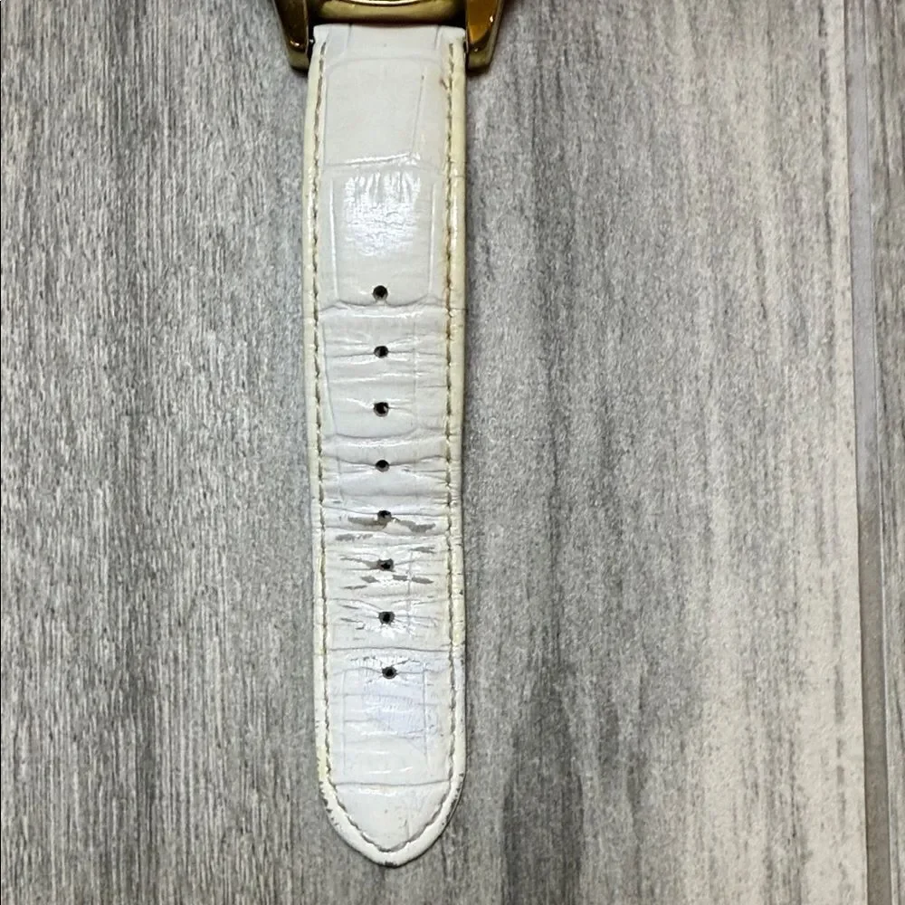 Vintage Guess Gold Watch with White Strap